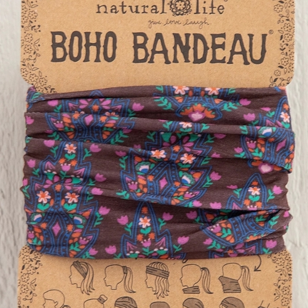 Boho Bandeau headband Mauve Trellis